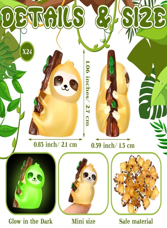 Soulchen 24 Pcs Mini Resin Sloth Animals Glow in The Dark Sloth Resin Animals Bulk Luminous Small Figures Figures for Micro Garden Landscape Dollhouse Hide Crafts Aquarium Decorations - Image 2